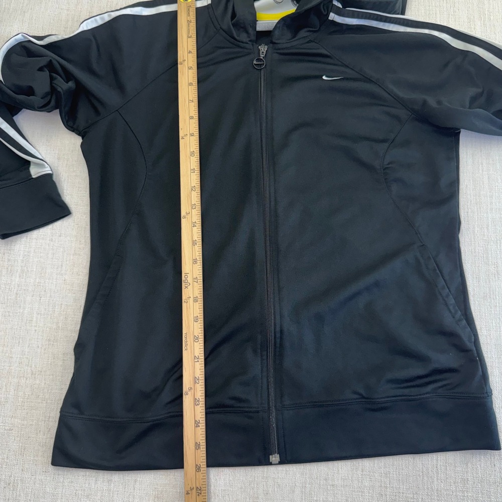 Nike Womens XL Full Zip Hooded Track Jacket Black White Stripe Athletic RN56323 - Picture 6 of 15